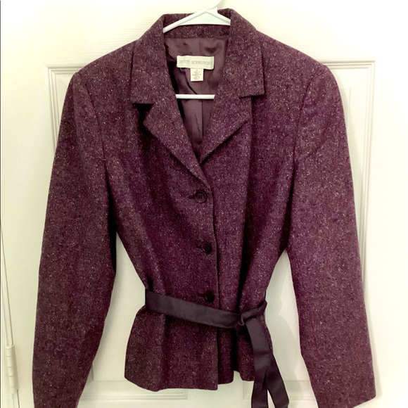 Petite Sophisticate Tweed Pants Suit W/ Leather Sash - Picture 7 of 16